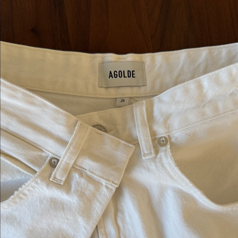 Agolde Vana Fold High Rise White Jeans for Women